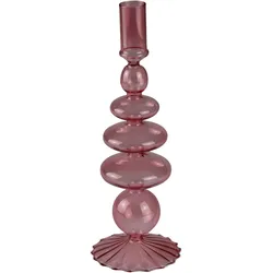 Kerzenständer AM DESIGN "aus roséfarbenem Glas", rosa (rosé), B:9,3cm H:26cm, Glas, Kerzenhalter, stilvolle Ergänzung für romantische Dekorationen