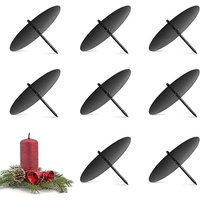 Abnaok 8 Stück Kerzenhalter Adventskranz, 8cm Kerzenständer Stumpenkerzen aus Metall Adventskerzenhalter mit Dorn, Kerzenhalter für Adventskranz (Schwarz)
