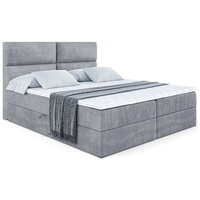 ALTDECOR Boxspringbett mit Kopfteil und Bettkasten BOXI3, Polsterbett mit H3-Matratze - 180x200 - Grau Samt