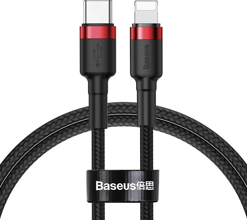 Baseus Cafule Typ-C-zu-Lightning-Kabel, 20W PD Schnellladung, Nylon ummantelt, 1 m, Schwarz