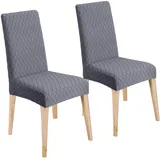 LANSHENG Stuhlhussen 2er Set, Universal Esszimmerstühle Stuhlbezug, Abnehmbar Waschbar Stuhlhussen für Esszimmerstühl, Küche, Restaurants, Hotels (Grau, 2er Set)