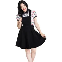 Hell Bunny Dakota Denim Pinafore Rockabilly Pinup Kleid - Schwarz (M - DE 38) - M