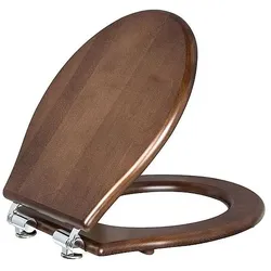 WC-Sitz JUBILÄUM Softclose aus Walnuss-Holz, Edelstahlscharniere - 93 069 35