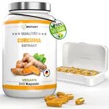 Curcuma Extrakt – 240 Kapseln – Curcumingehalt je Tagesportion entspricht 17.500 mg Kurkuma – 4 Monate Vorrat – inclusive Pillenbox – Hochdosiert 98% – Vegan –Laborgeprüft