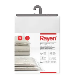 Rayen - Vakuumbeutel für Kleidung. Vakuumbeutel zur Aufbewahrung von Kleidung. Packung mit 2 Beuteln (55 x 90 cm und 80 x 100 cm). Durchsichtig