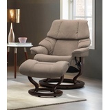 Stressless Relaxsessel STRESSLESS Reno Sessel Gr. ROHLEDER Stoff Q2 FARON, Classic Base Braun, Rela x funktion-Drehfunktion-PlusTMSystem-Gleitsystem, B/H/T: 75 cm x 96 cm x 75 cm, beige (beige q2 faron) Lesesessel und Relaxsessel