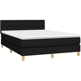 vidaXL Boxspringbett mit Matratze & LED Schwarz 140x200 cm Stoff