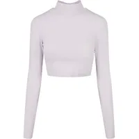 URBAN CLASSICS Ladies Organic Cropped Turtelneck Longsleeve in Violet,