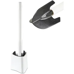 BEM Toinado WC-Bürste, Klobürste, Toilettenbürste mit Halter und Randreiniger für Bedezimmer, Bad und WC-Reiniger, befüllbarer Stiel mit Dosierung
