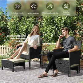 Yaheetech Rattan Set 5-tlg. Schwarz/Beige