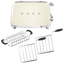 Toaster 4 Scheiben Set Toaster + Sandwichzangen & Aufsatz in Creme, 2000W