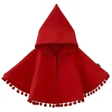 Umhang mit Kapuze Warm Gestrickt Poncho Kleinkinder Rot Cape Poncho Mantel Hoodies Pom Pom Quaste Schneeanzug Winter Halloween Umhang für Jungen Mädchen Baby, rot, 5 Jahre - 5 Jahre