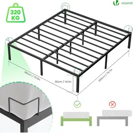VOUNOT Bettgestell mit Lattenrost 180 x 200 cm