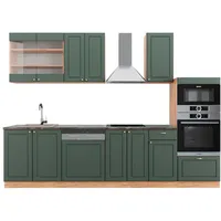 Vicco Küchenzeile Fame-Line, Grün-Gold Landhaus/Goldkraft Eiche 300 cm mit