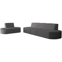 Fun Möbel Polstergarnitur Sofaset Designersofa MILOT 3-1 in Stoff, (Set, 2-tlg), Rundumbezug grau