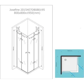 Buylando Sofia Eck-Duschkabine 80 x 195 cm Klarglas