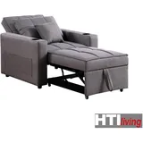 Hti-Living Relaxsessel Maritta Polyester 87 x 90 x 94 cm Dunkelgrau mit Becherhalter und Seitentasche