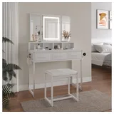 Vicco Schminktisch Mavida 90 cm mit LED-Spiegel und Hocker