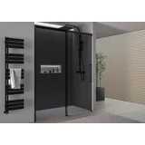 Bernstein Nischendusche mit Schiebetür Soft-Close DX906 flex Schwarz matt - 8 mm Nano Graues Glas - 1100mm