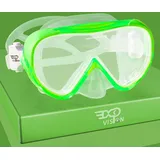 Kinder Taucherbrille 180° Panorama Kind Schnorchelmaske, Anti Nebel Tauchmaske gehärtetes Glas Schwimmmaske Junge Silikon Tauchermaske Mädchen Schwimmbrille mit Nasenabdeckung 4-16 (Grün)