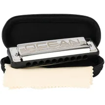 Cascha Ocean Rock Mundharmonika Bb-Dur in Schwarz | Professionelle, diatonische 10-Loch Mundharmonika | Hochwertige Stimmzungen aus Phosphor-Bronze | Mit Softcase und Putztuch