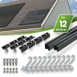 Tepto Schrägdach Montageset¬†Schwarz für 12 PV-Module senkrecht 30 mm Rahmenh√∂he