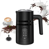 GKXLH Milchaufschäumer Elektrisch - 4 in 1 Milchaufschäumer mit Temperaturanzeige, Elektrischer Milchaufschäumer mit 350 ml Großvolumige für Kaffee, Latte, Cappuccino und heiße Schokolade (Schwarz)