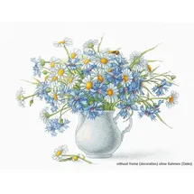 Luca-S Kreuzstichset Kornblumen und Gänseblümchen, Zählmuster, 24,5x20cm