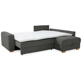 luma-home Ecksofa-Dauerschläfer Boxspring Federkerncouch Topper Stauraum Cord Grau Anthrazit / 15211