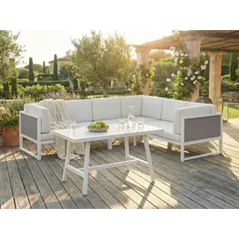 Beliani 6-Sitzer Lounge Set Aluminium grau/weiß