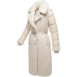 Navahoo Damen Langer Materialmix-Wintermantel warmer Plüschmantel aus angesagtem Materialmix und herausnehmbarem Einsatz mit Kapuze Kuscheltraum 14 Offwhite Gr. XXL (44), weiß, Obermaterial 1: 100% Polyester. Obermaterial 2: 100% Nylon.