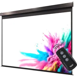 Elektrische Leinwand | Mattweiß | 111 Zoll | B:T 200 x 200 cm | 4K | 3D | Beamer Leinwand, Filmleinwand, Projektionsleinwand, Motorleinwand