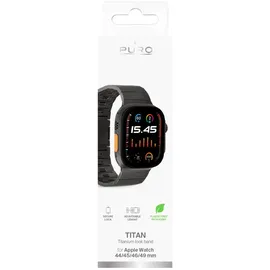 PURO TITAN Edelstahl Apple Watch Armband 42/44/45/49mm - Schwarz