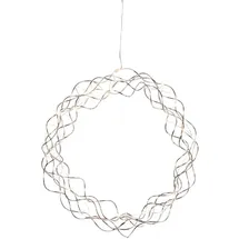 EGLO LED Lichterkranz, Fensterlicht Weihnachten aus Draht und Kunststoff in Chrom, Weihnachtskranz beleuchtet, Wohnzimmer Fensterdeko, warmweiß, Ø 30 cm, Länge Kabel 350 cm