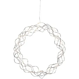 EGLO LED Lichterkranz, Fensterlicht Weihnachten aus Draht und Kunststoff in Chrom, Weihnachtskranz beleuchtet, Wohnzimmer Fensterdeko, warmweiß, Ø 30 cm, Länge Kabel 350 cm