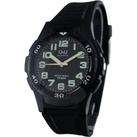 Q&Q Herrenuhr mit Silikonarmband, 10 bar - Schwarz/Schwarz