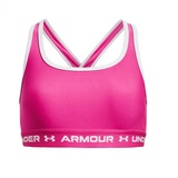 Under Armour Crossback Mid-impactsolid Sport-BH, Rebel Pink/Weiß, M