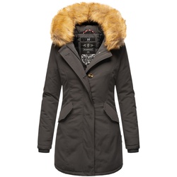 MARIKOO Damen edler Wintermantel Parka mit Kunstfellkapuze Karmaa