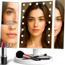 Retoo Kosmetikspiegel mit Beleuchtung LED Schminkspiegel Beleuchtet Hollywood Spiegel USB oder Batteriebetrieben 180° Drehbar Natürliche Lichter