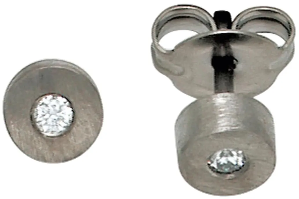 Paar Ohrstecker JOBO Ohrringe Gr. SI = kleine Einschlüsse, Diamanten-Titan, grau (titanfarben) Damen Titan mit 2 Diamanten