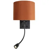Qazqa LED Leselampe Brescia combi, ohne Leuchtmittel, Kaltweiß, QAZQA Lese­leuchte, e27, Schwarz, Stahl, Modern schwarz