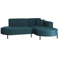 kaiser möbel Ecksofa, Sofa L-Form Designer Modena Rein stoff Noel Blau, Rechts
