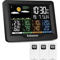 Kalawen Funkwetterstation Schwarz 3 Außensensoren