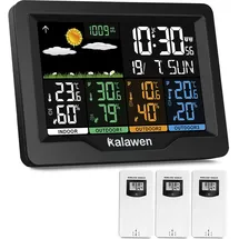 Kalawen Funkwetterstation Schwarz 3 Außensensoren
