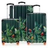HAUPTSTADTKOFFER Q-Damm - Kofferset 3-teilig, Gepäck-Set, Koffer Hartschale robust, 4 Rollen Erweiterung, Handgepäck & check-in Trolleys, Jungle ...