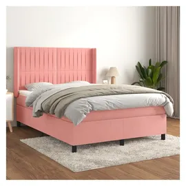 vidaXL Boxspringbett mit Matratze Rosa 140x200 cm Samt