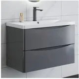 duschspa Waschtisch Waschbecken mit Unterschrank Waschtischunterschrank Smiley, Badmöbel in Breite 50/60/80/90/100 cm grau 81 cm x 54 cm x 40 cm