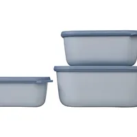Mepal Cirqula rechteckig hoch Aufbewahrungsbehälter-Set, 3tlg. Kunststoff Blau