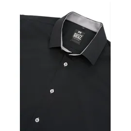 RUSTY NEAL Langarmhemd RUSTY NEAL, Herren, Gr. 4XL, EURO-Größen, schwarz (schwarz, grau), 60% Baumwolle, 37% Polyester, 3% Elasthan, unifarben, Hemden, mit Krawatte