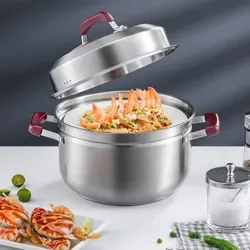 COOKER KING Dampfgarer aus Edelstahl 304. antihaftbeschichtet. dicker Kochtopf mit Sieb. multifunktionales. gesundes Kochgeschirr. PFOA-frei. 24 cm